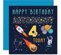 Carte d'anniversaire 4 ans pour garçon, Astronaute spatial Cosmos