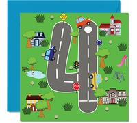 Carte d'anniversaire 4 ans pour garçons et filles - Tapis de voiture jouet - Carte d'anniversaire pour fils de 4 ans, fille, frère, sœur, petit-fils, petite-fille, nièce, neveu, cousin, 145 mm