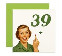 Carte d'anniversaire 40 ans - « 39 plus 1 doigt » - Carte humoristique hilarante pour adulte, pour amis, frères, sœurs, collègues, meilleures amies, dames, compagnons, lui, elle - Livré avec