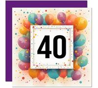 Carte d'anniversaire 40 ans pour homme et femme - Tout âge - Carte d'anniversaire ballon pour femme, amie, sœur, maman, tante, fille, quarantième cousine, nièce