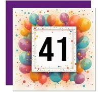 Carte d'anniversaire 41 ans pour homme et femme - Tout âge - Carte d'anniversaire ballon pour femme, amie, sœur, maman, tante, fille, quarante et unième cousine, nièce