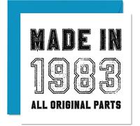 Carte d'anniversaire 42 ans pour homme et femme - Fabriqué en 1983 - Toutes les pièces originales - Carte d'anniversaire amusante pour papa, maman, frère, sœur, ami, cartes de vœux humoristiques de