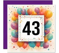 Carte d'anniversaire 43 ans pour homme et femme - Tout âge - Carte d'anniversaire ballon pour femme, amie, sœur, maman, tante, fille, quarante troisième, cousine, nièce