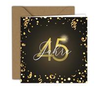 Carte d'anniversaire - 45 ans - Carte pliante (15 x 15 cm) - Avec enveloppe kraft - Intérieur vierge