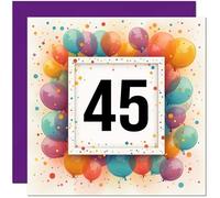 Carte d'anniversaire 45 ans pour homme et femme - Tout âge - Carte d'anniversaire ballon pour femme, amie, sœur, maman, tante, fille, quarante cinquième cousine, nièce
