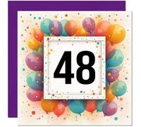 Carte d'anniversaire 48 ans pour homme et femme - Tout âge - Carte d'anniversaire ballon pour femme, amie, sœur, maman, tante, fille, quarante huit, quarante-huit, nièce, cousine