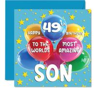 Carte d'anniversaire 49 ans pour fils - World's Most Amazing Son - Carte d'anniversaire 49 ans pour fils de la part de maman papa, 145 mm x 145 mm, 49 ans, quarante-neuf cartes de vœux pour fils