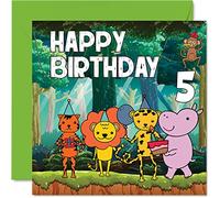 Carte d'anniversaire 5 ans pour garçon - Carte d'anniversaire de la jungle - Carte d'anniversaire pour garçon de 5 ans carte d'anniversaire pour homme 145mm pour fils neveu petit-fils enfants