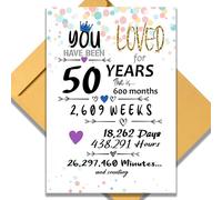 Carte d'anniversaire 50 ans pour elle ou lui. Grande carte de vœux 50e anniversaire vintage pour homme et femme Carte de vœux vintage Jumbo Décoration de table Comprend une carte 50 ans d'amour et une