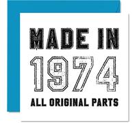 Carte d'anniversaire 51 ans pour homme et femme - Fabriquée en 1974 - Toutes les pièces originales - Carte d'anniversaire amusante pour papa, maman, frère, sœur, oncle, 145 mm