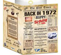 Carte d'anniversaire 52 ans pour femme et homme - Journal de 1972 - Carte Joyeux anniversaire 52 ans - Cadeau d'anniversaire 52 ans pour elle et lui -