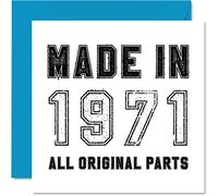 Carte d'anniversaire 54 ans pour homme et femme - Fabriquée en 1971 - Toutes les pièces originales - Carte d'anniversaire amusante pour grand-père, grand-mère, maman, papa, 145 mm