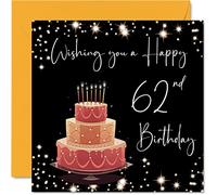 Carte d'anniversaire 62 ans pour homme et femme - Élégante - Cartes d'anniversaire pour femme de 62 ans, grand-mère, grand-père, maman, papa, 145 mm x 145 mm, 62 62 ans, cartes de vœux d'anniversaire