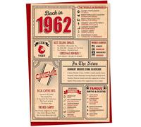 Carte d'anniversaire 64 ans - Carte d'anniversaire « Back in 1962 In This Year », carte de vœux pour homme et femme, carte d'anniversaire pour homme, carte de 64e anniversaire, 12,7 x 17,8 cm