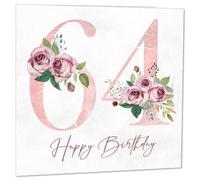 Carte d'Anniversaire 64e pour Femmes - Cartes d'Anniversaire 64e Floral pour Femme de 64 ans, soixante-quatre, soixante-quatrième Dames Nan Grand-mère Maman Tante Sœur Maman Amie