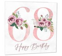 Carte d'Anniversaire 68e pour Femmes - Cartes d'Anniversaire 68e Florales pour Femme de 68 ans Soixante-Huit, Soixante-Huitièmes Dames Nan Grand-mère Maman Tante Sœur Mère Amie