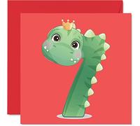 Carte d'anniversaire 7 ans garçon - Chiffres de dinosaures - Carte d'anniversaire de 7 ans garçon, fille, garçon, carte d'anniversaire lui, elle, 145 mm x 145 mm fils, fille, nièce, neveu, enfant