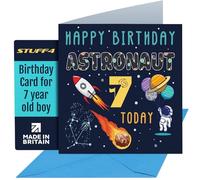 Carte d'anniversaire 7 ans pour garçon - Astronaute spatial Cosmos - Carte d'anniversaire pour garçon de 7 ans carte d'anniversaire pour sept filles garçons 145mm