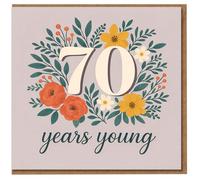 Carte d'anniversaire 70 ans - Couronne florale « 70 Years Young » - Carte de célébration élégante du 70e anniversaire