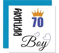 Carte d'anniversaire 70 ans pour homme - Anniversaire garçon - Cartes d'anniversaire pour homme de 70 ans, arrière-grand-père, beau-père, oncle, 145 mm x 145 mm, cartes de vœux pour 70e anniversaire