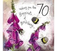 Carte d'anniversaire 70 S432 fleurs et abeilles