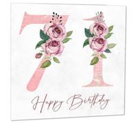 Carte d'anniversaire 71 ans pour femme - Carte d'anniversaire florale pour femme de 71 ans, soixante-dix, premières dames, grand-mère, maman, tante, sœur, grand-mère