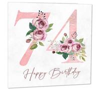Carte d'anniversaire 74 ans pour femme - Carte d'anniversaire florale pour femme de 74 ans, soixante-dix-quatrième pour femme, grand-mère, maman, tante, sœur, amie