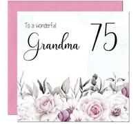 Carte d'anniversaire 75 ans pour grand-mère - Motif floral - Élégante carte d'anniversaire pour les 75 ans - Soixante-cinq ans