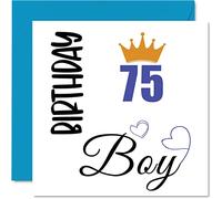 Carte d'anniversaire 75 ans pour homme - Carte d'anniversaire pour garçon de 75 ans, arrière-grand-père, beau-père, oncle, 145 mm x 145 mm, pour soixante-quinze et soixante-quinze ans