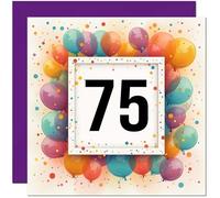 Carte d'anniversaire 75 ans pour homme et femme - Tout âge - Carte d'anniversaire ballon pour femme de 75 ans, grand-mère, maman, tante, femme, sœur, soixante-dix-cinquième grand-mère