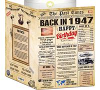 Carte d'anniversaire 77 ans pour femme et homme - Journal de 1947 - Carte Joyeux anniversaire 77 ans - Cadeau d'anniversaire 77 ans pour elle et