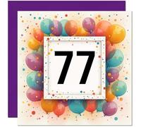 Carte d'anniversaire 77 ans pour homme et femme - Tout âge - Carte d'anniversaire pour femme de 77 ans, grand-mère, maman, tante, femme, sœur, soixante-dix, septième grand-mère