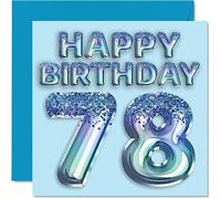 Carte d'anniversaire 78 ans pour homme - Ballon de fête bleu pailleté - Cartes d'anniversaire pour homme de 78 ans, arrière-grand-père, grand-père, grand-père, grand-père, grand-père, grand-père,