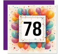 Carte d'anniversaire 78 ans pour homme et femme - Tout âge - Carte d'anniversaire ballon pour femme de 78 ans, grand-mère, maman, tante, femme, sœur, soixante-dix-huitième grand-mère