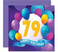 Carte d'anniversaire 79 ans pour homme et femme - Fête en ballon - Cartes d'anniversaire pour homme et femme de 79 ans maman papa tante oncle grand-père grand-mère grand-père 145mm