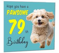 Carte d'anniversaire 79 ans pour homme et femme, motif chien Pawsome pour femme, grand-mère, tante, femme, grand-mère, sœur, soixante-dix-neuvième nounou