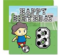 Carte d'anniversaire 8 ans pour garçon - Fan de football - Carte d'anniversaire pour garçon de 8 ans, cartes de vœux pour lui, 145 mm pour fils, frère, petit-fils, neveu, cousin