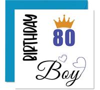 Carte d'anniversaire 80 ans pour homme - Anniversaire garçon - Cartes d'anniversaire pour homme de 80 ans, arrière-grand-père, beau-père, oncle, 145 mm x 145 mm, 145 mm x 145 mm