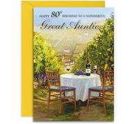 Carte d'anniversaire 80 ans pour tante de Olivia Samuel - Soleil et vin - Carte brillante de taille moyenne (A5 - 148 mm x 210 mm) avec enveloppe autocollante