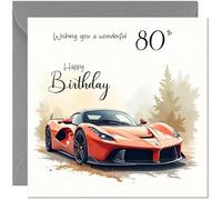 Carte d'anniversaire 80 ans - Voiture de sport Supercar pour 80 ans 80 ans
