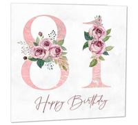Carte d'anniversaire 81 ans pour femme - Cartes d'anniversaire florales 81 ans pour femme de 81 ans Quatre-vingt-un, Quatre-vingt-unième Dames Mamie Grand-mère Maman Tante Sœur Mère Amie
