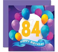 Carte d'anniversaire 84 ans pour homme et femme - Fête en ballon - Cartes d'anniversaire pour homme et femme de 84 ans grand-père grand-mère maman papa