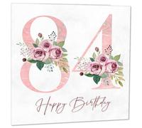 Carte d'anniversaire 84e pour femmes - Cartes d'anniversaire florales pour femme de 84 ans, quatre-vingt-quatre, quatre-vingt-quatrième, dames, grand-mère, maman, tante, sœur, mère, amie