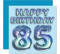 Carte d'anniversaire 85e anniversaire pour homme - Ballon de fête bleu à paillettes - Cartes d'anniversaire pour homme de 85 ans, arrière-grand-père, grand-père, grand-père, grand-père, grand-père,