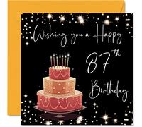 Carte d'anniversaire 87 ans pour homme et femme - Élégante - Cartes d'anniversaire pour femme de 87 ans, grand-mère, grand-père, maman, papa, tante, 145 mm x 145 mm