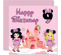 Carte d'anniversaire 9 ans pour fille - Château de souris fantastique - Carte d'anniversaire pour fille de 9 ans, cartes de vœux pour elle, 145 mm pour fille, nièce, petite-fille, sœur, dieu fille