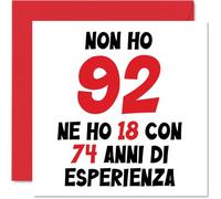 Carte d'anniversaire 92e hommes femmes - Pas 92, j'ai 18 ans avec 74 expériences - Cartes joyeux anniversaire arrière-grand-mère 92 ans, arrière- grand-mère, 145 mm, quatre-vingt-douze anniversaires