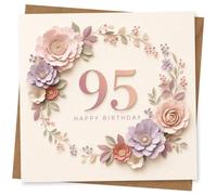 Carte d'anniversaire 95 ans pour elle, motif floral pastel, élégant 95 ans