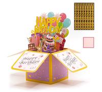 Carte d'anniversaire amusante 2025, jolie boîte cadeau d'anniversaire 3D pour adultes et enfants avec enveloppes, cartes de célébration uniques faites à la main pour fille, fils, maman, papa, ami