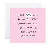 Carte d'anniversaire amusante 30 ans pour elle ou lui - « Good De*ls & Trying Not to Cry at Work » - Blagues pour fils, fille, nièce, neveu, frère, sœur, collègues, voisins, amis - Livré avec